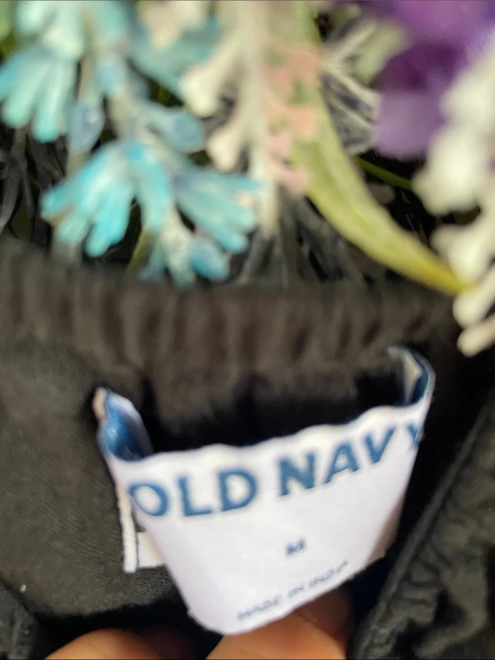 Old Navy Black Gathered Peasant Top with Puff Sleeves
